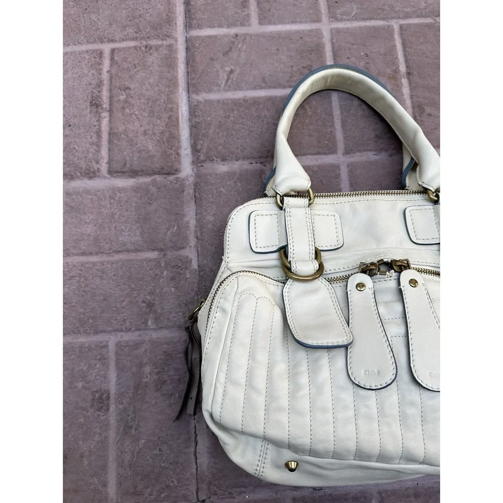 Chloé White Quilted Leather Bay Satchel Bag Mid-2000s Vintage